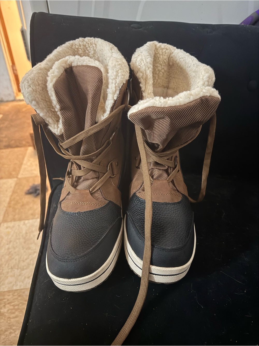 Aldo Brown and Black Men's Sherpa-Lined Rain & Snow Boots
